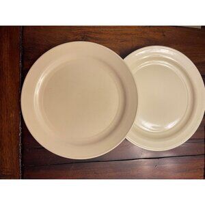 Two Yellow California Kilns Pottery Dinner Plates Mid Century